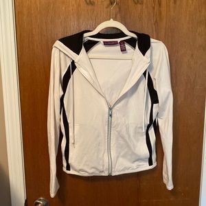 Gloria Vanderbilt sport zip up hoodie jacket. White and black size small